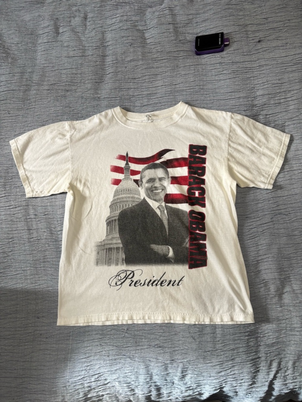 Anvil Cream Short-Sleeve Barack Obama Graphic Tee